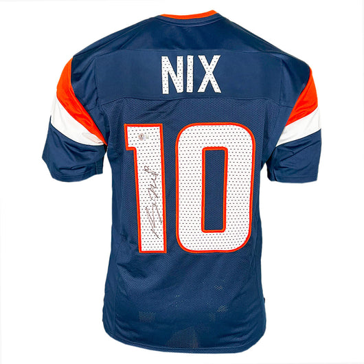 Bo Nix Signed Denver Alternate Navy Football Jersey (Beckett)