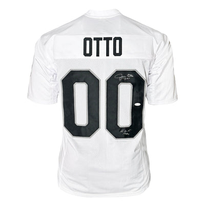 Jim Otto Signed HOF 1980 Inscription Oakland White Football Jersey (JSA)