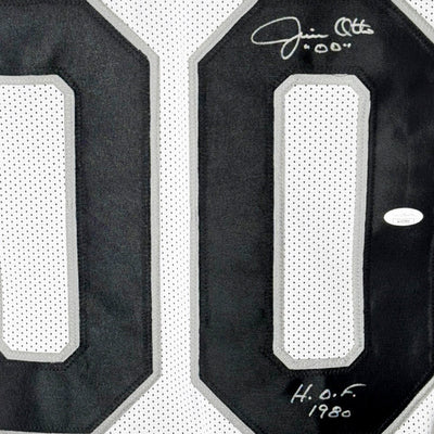 Jim Otto Signed HOF 1980 Inscription Oakland White Football Jersey (JSA)
