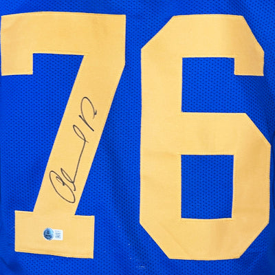 Orlando Pace Signed St. Louis Blue Football Jersey (Beckett)