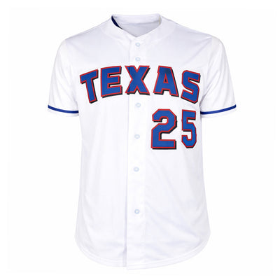 Rafael Palmeiro Signed 569hrs 3020 hits Inscription Texas White Shadow Numbers Baseball Jersey (JSA)