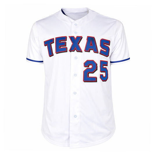 Rafael Palmeiro Signed 569hrs 3020 hits Inscription Texas White Shadow Numbers Baseball Jersey (JSA)