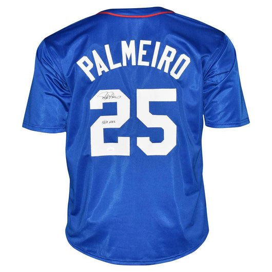 Rafael Palmeiro Signed 569 HRs Inscription Texas Royal Blue Baseball Jersey (JSA)