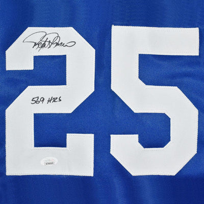 Rafael Palmeiro Signed 569 HRs Inscription Texas Royal Blue Baseball Jersey (JSA)