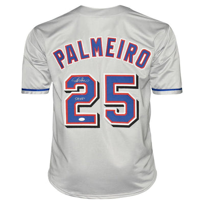 Rafael Palmeiro Signed 569 HRs Inscription Texas Grey Baseball Jersey (JSA)