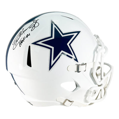Drew Pearson Signed HOF 21 Inscription Dallas Cowboys Alt 2022 Speed Full-Size Replica Football Helmet (JSA)