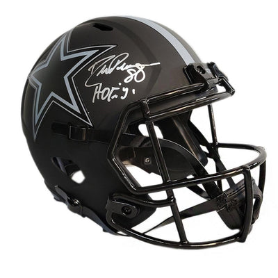 Drew Pearson Signed HOF 21 Inscription Dallas Cowboys Eclipse Speed Full-Size Replica Football Helmet (JSA)