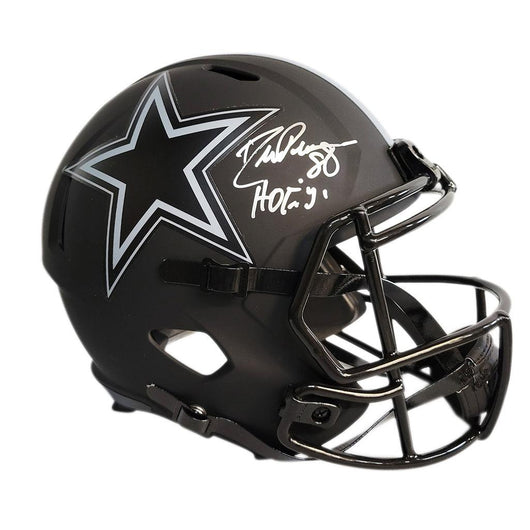 Drew Pearson Signed HOF 21 Inscription Dallas Cowboys Eclipse Speed Full-Size Replica Football Helmet (JSA)