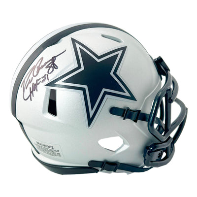 Drew Pearson Signed HOF 21 Inscription Dallas Cowboys Rave Mini Football Helmet (JSA)