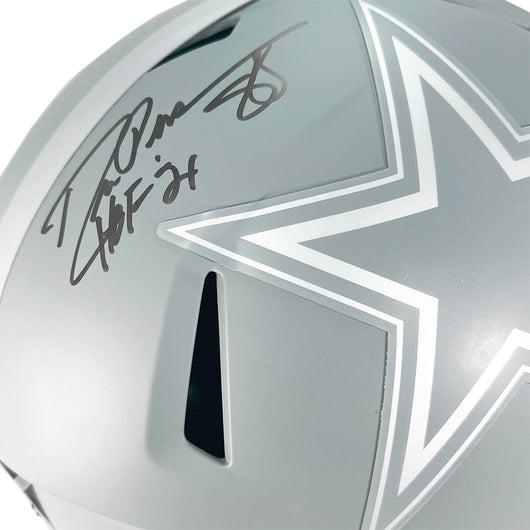 Drew Pearson Signed HOF 21 Inscription Dallas Cowboys Slate Alternate Speed Full-Size Replica Football Helmet (JSA)