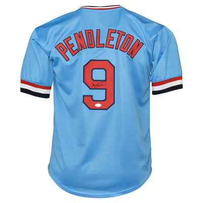 Terry Pendleton Signed St Louis Blue Baseball Jersey (JSA)