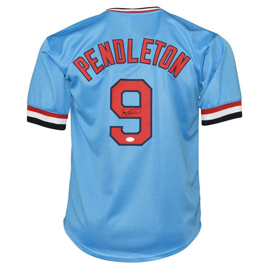 Terry Pendleton Signed St Louis Blue Baseball Jersey (JSA)