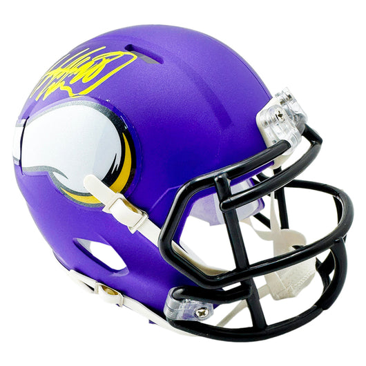 Adrian Peterson Signed Yellow Ink Minnesota Vikings Speed Mini Football Helmet (Beckett)