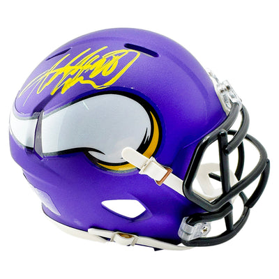 Adrian Peterson Signed Yellow Ink Minnesota Vikings Speed Mini Football Helmet (Beckett)