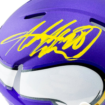 Adrian Peterson Signed Yellow Ink Minnesota Vikings Speed Mini Football Helmet (Beckett)