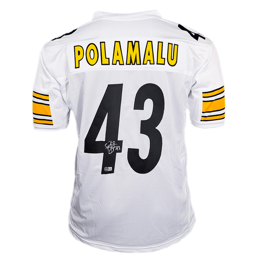 Troy Polamalu Signed Pittsburgh White Football Jersey (Beckett)
