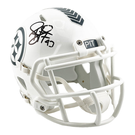 Troy Polamalu Signed Pittsburgh Steelers Salute to Service 2024 Mini Football Helmet (Beckett)