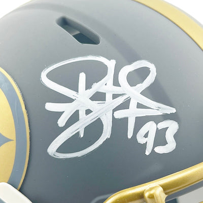 Troy Polamalu Signed Pittsburgh Steelers Slate Alternate Speed Mini Football Helmet (JSA)