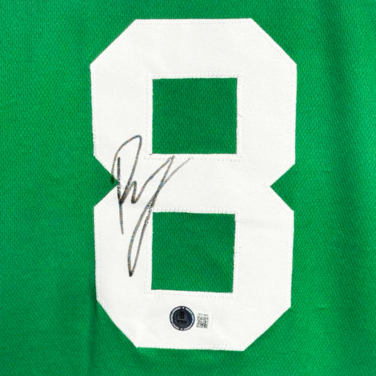 Kristaps Porzingis Signed Boston Green Bos front Basketball Jersey (Beckett)
