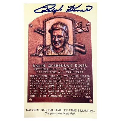 Ralph Kiner Signed HOF Plaque Card (JSA)