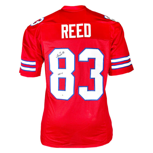 Andre Reed Signed HOF 14 Inscription Buffalo Red Bled Signature Football Jersey (JSA)