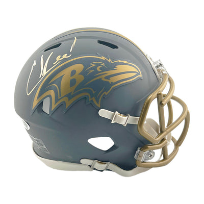 Ed Reed Signed Baltimore Ravens Slate Alternate Speed Mini Football Helmet (JSA)