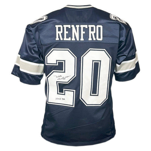 Mel Renfro Signed HOF 96 Inscribed Dallas Navy Football Jersey (JSA)