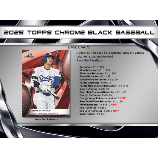 2025 Topps Chrome Black Baseball Hobby 12 Box Case