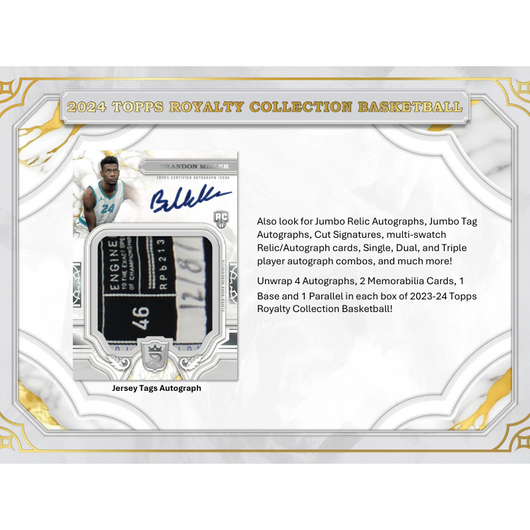 2023/24 Topps Royalty Collection Basketball Hobby 4 Box Case