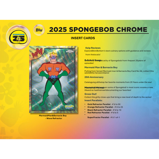 2025 Topps Chrome Spongebob 25th Anniversary Hobby 12 Box Case