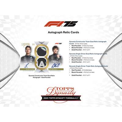 2025 Topps Dynasty Formula 1 Hobby 5 Box Case
