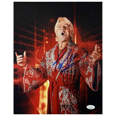 Ric Flair Signed Red Robe Wrestling 11x14 Photo Pose 2(JSA)
