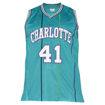 Glen Rice Signed Charlotte Blue Basketball Jersey (Beckett)