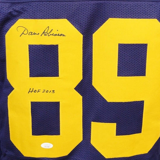 Dave Robinson Signed "HOF 13" Inscription Green Bay Navy ACME Throwback Football Jersey (JSA)