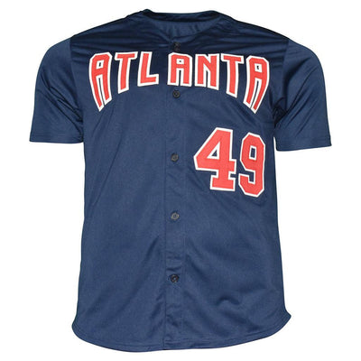 John Rocker Signed Atlanta Navy Baseball Jersey Black Ink (JSA)