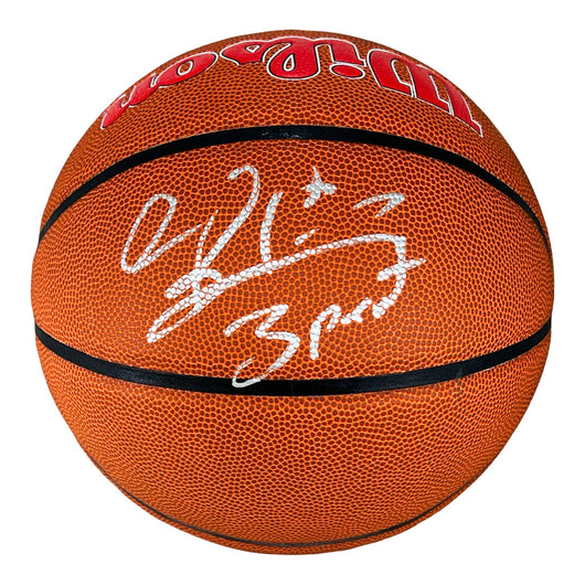 Dennis Rodman Signed 3 Peat Inscription Chicago Bulls Wilson NBA Team Logo Basketball (JSA)