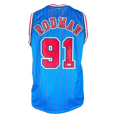 Dennis Rodman Signed Chicago Light Blue Basketball Jersey (Beckett)