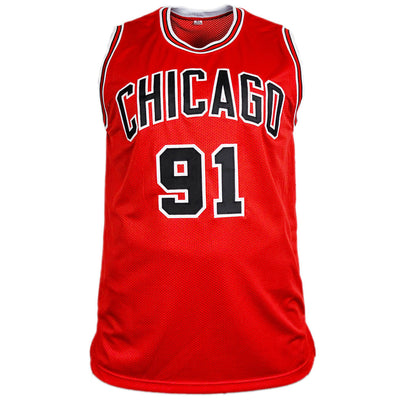 Dennis Rodman Signed Chicago Red Basketball Jersey (Beckett)