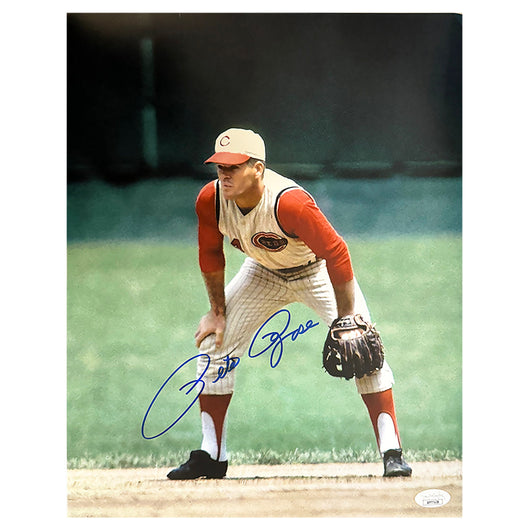 Pete Rose Signed Cincinnati Pose 3 Baseball 8x10 Photo (JSA)