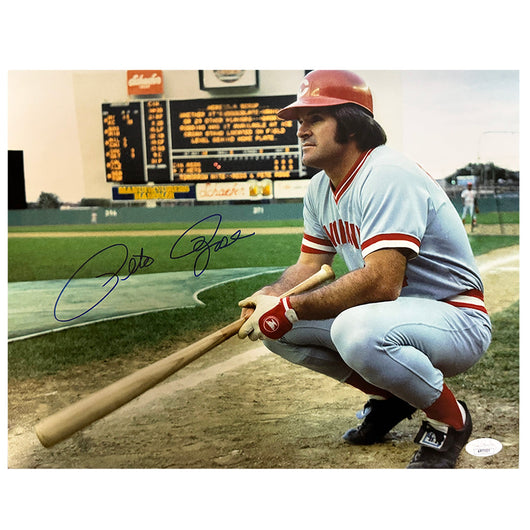 Pete Rose Signed Cincinnati Pose 7 Baseball 11x14 Photo (JSA)
