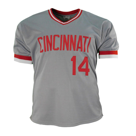 Pete Rose Signed Stats Cincinnati Pro Edition Grey Jersey (JSA)