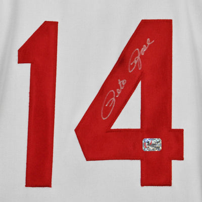 Pete Rose Signed Stats Cincinnati Pro Edition White Jersey (JSA)