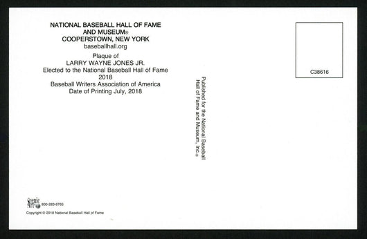 Chipper Jones Autographed HOF Plaque Postcard Atlanta Braves Stock #150326