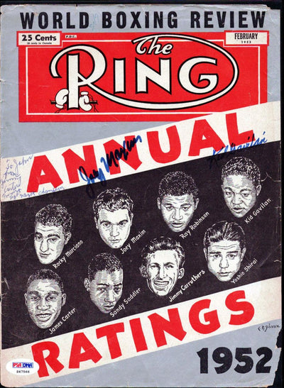 Joey Maxim, Kid Gavilan & Jimmy Carter Autographed The Ring Magazine Cover "To John" PSA/DNA #S47566