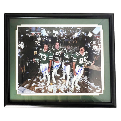 Sack Exchange Signed New York Pose 1 Football 16x20 Framed Photo (JSA)