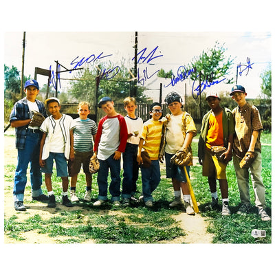 Sandlot Movie Cast Signed 8 Signature Pose 1 Baseball 16x20 Photo (Beckett)