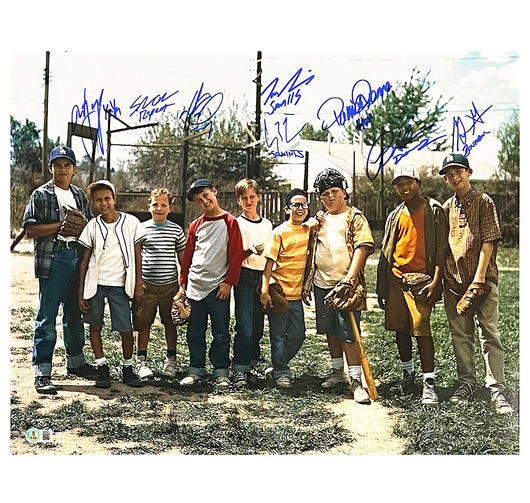 Sandlot Movie Cast Signed 8 Signature Nickname Inscriptions Pose 3 16x20 Baseball Photo (Beckett)