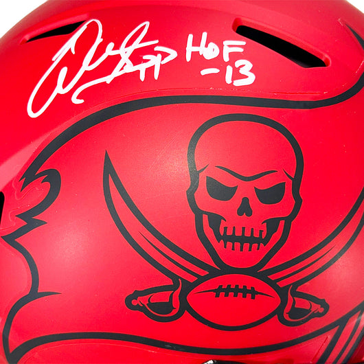 Warren Sapp Signed HOF 13 Inscription Tampa Bay Buccaneers Rave Full-Size Replica Football Helmet (Beckett)