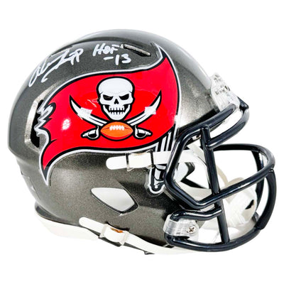 Warren Sapp Signed Signed HOF 13 InscriptionsWhite Ink Tampa Bay Buccaneers Speed Mini Football Helmet (Beckett)
