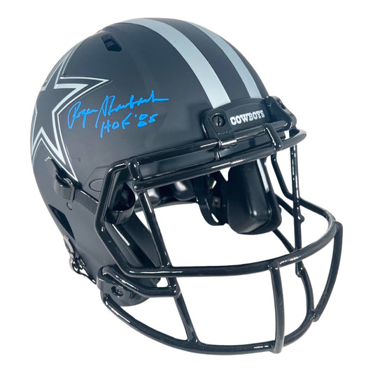 Roger Staubach Signed HOF 85 Inscription Dallas Cowboys Authentic Eclipse Speed Full-Size Replica Football Helmet (Beckett)
